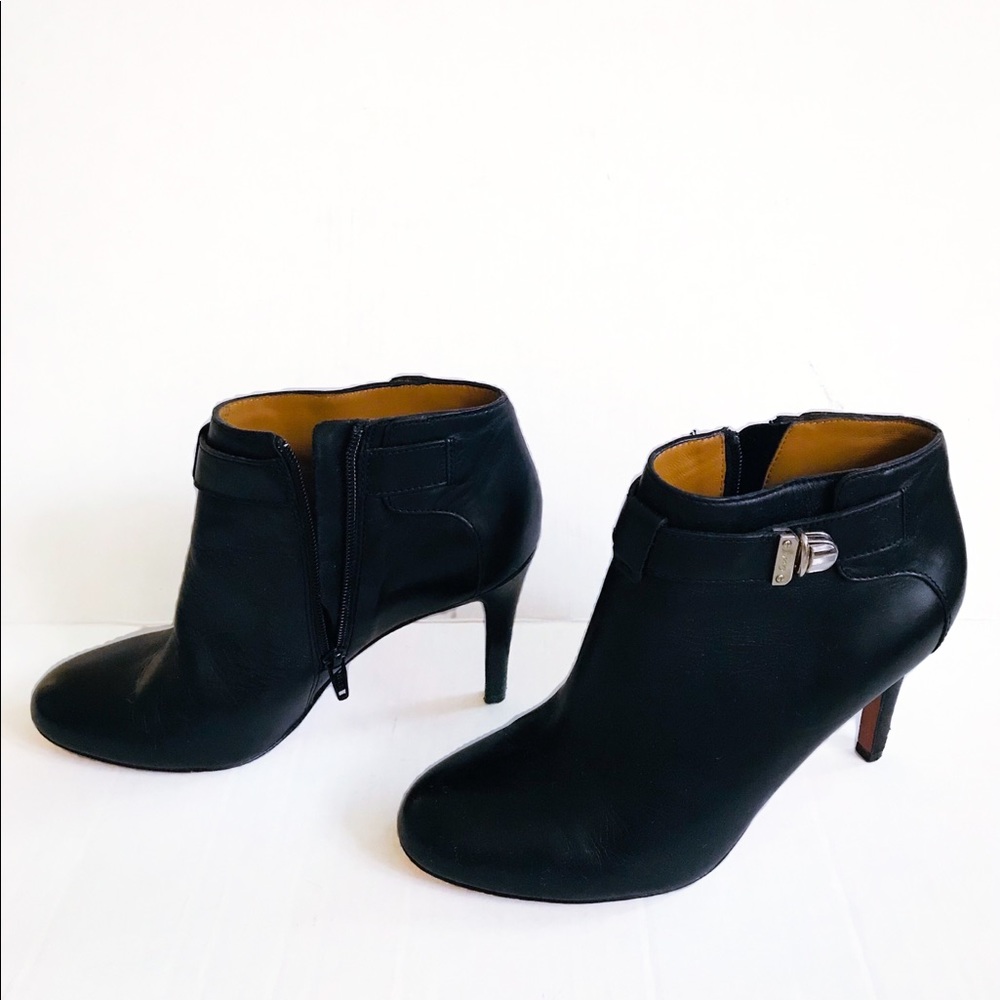 Coach Black Leather Ankle Boots